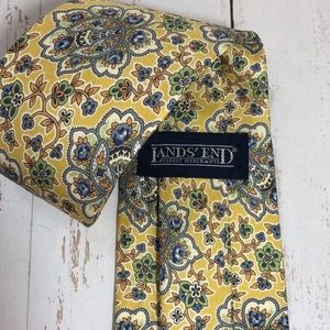Lands’ End Long 100% Silk Tie Floral Design